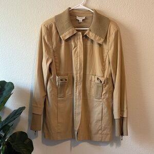 St John Sport Medium Classic Tan Khaki Utility Jacket for Women
